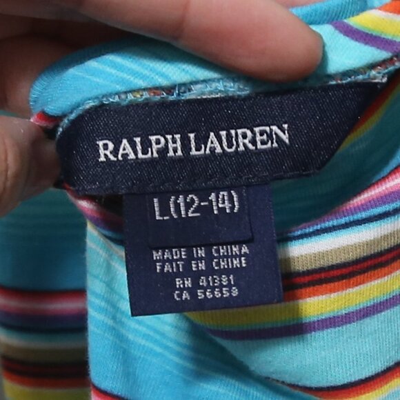 Ralph Lauren Girls Youth Button Tank Stripe Blue Maxi Long Dress - Picture 4 of 7